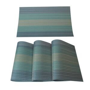 4pcs Washable Placemats Woven Non-Slip Rectangle Mats for Dining Table Blue
